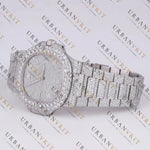 White Gold Moissanite Watch VVS1 D Color Fully Iced