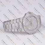 White Gold Moissanite Watch VVS1 D Color Fully Iced
