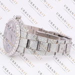 Blue Arabic Dial Moissanite Watch VVS1 D Color Fully Iced