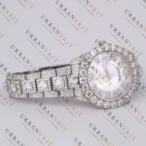 Pearl Moissanite Watch VVS1 D Color Fully Iced Out