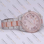 Rose Gold Two Tone Moissanite Watch VVS1 D Color Fully Iced