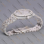 White Gold Moissanite Watch VVS1 D Color Fully Iced
