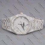 White Gold Moissanite Watch VVS1 D Color Fully Iced