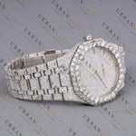 White Gold Moissanite Watch VVS1 D Color Fully Iced