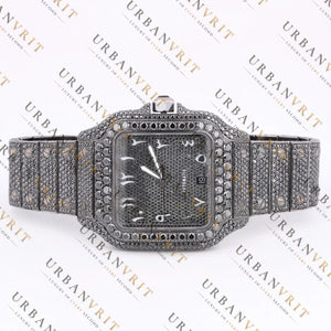 Black Moissanite Watch VVS1 Black Diamond Fully Iced
