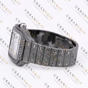 Black Moissanite Watch VVS1 Black Diamond Fully Iced