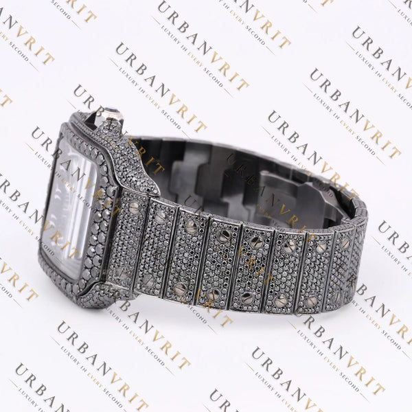 Black Moissanite Watch VVS1 Black Diamond Fully Iced
