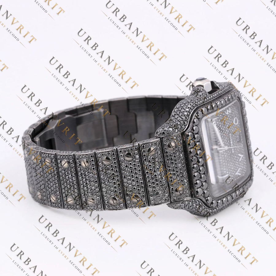 Black Moissanite Watch VVS1 Black Diamond Fully Iced