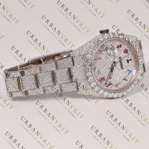 Rainbow Dial Moissanite Watch VVS1 D Color Fully Iced
