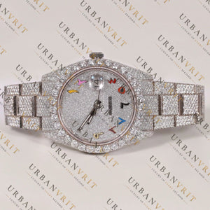 Rainbow Dial Moissanite Watch VVS1 D Color Fully Iced