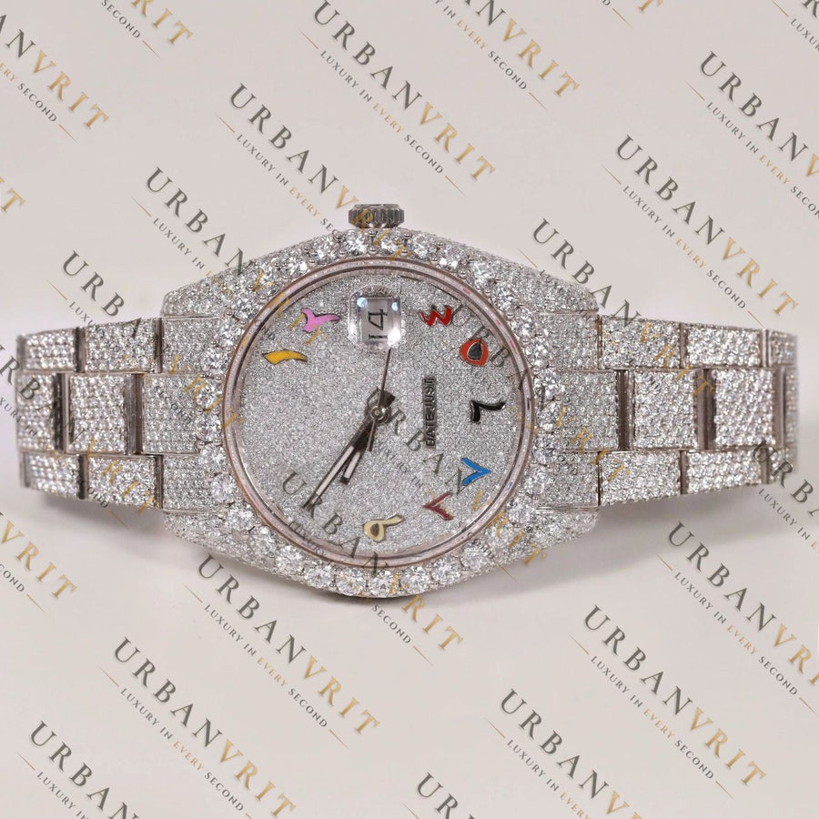 Rainbow Dial Moissanite Watch VVS1 D Color Fully Iced