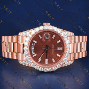 Rose Dial Moissanite Watch VVS1 D Color Fully Iced