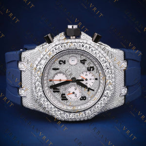 Blue Strap chronograph VVS1 D Color Watch Moissanite