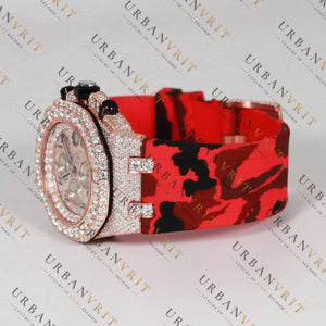 Red Camo Rose VVS1 D Color Watch Moissanite