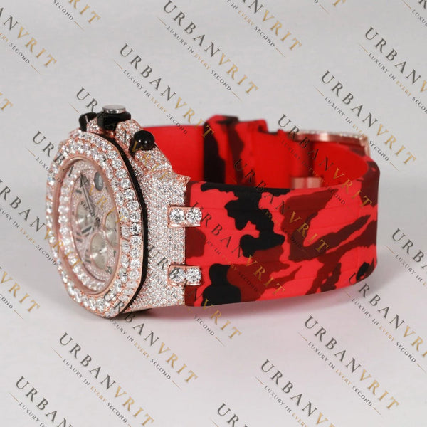Red Camo Rose VVS1 D Color Watch Moissanite