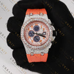 Orange Moissanite Watch VVS1 D Color Fully Iced
