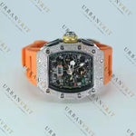 Orange Strap Moissanite Watch VVS1 D Color Fully Iced