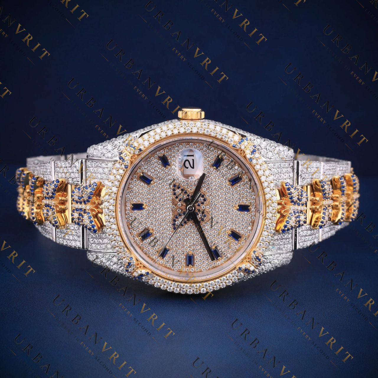 Two-Tone Panther Diamond VVS1 D Color Moissanite Watch