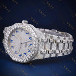 Iced-Out Blue Arabic DialVVS1 D Color Moissanite Watch
