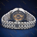 Iced-Out Blue Arabic DialVVS1 D Color Moissanite Watch