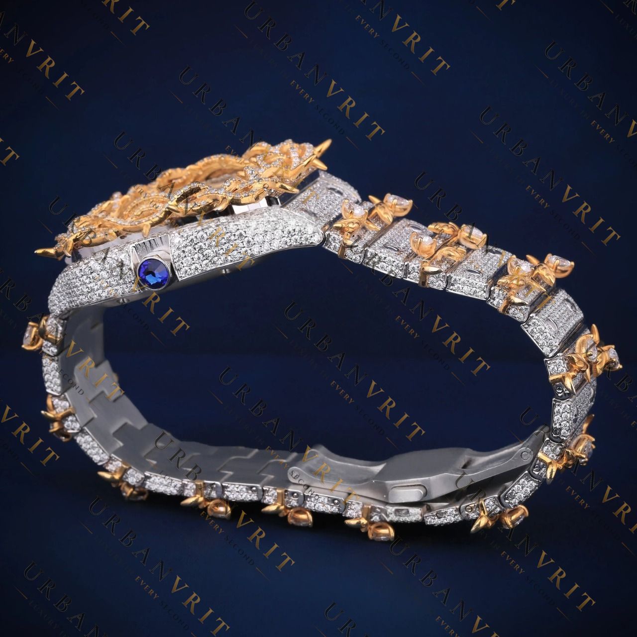 Two-Tone Thorn Bezel VVS1 D Color Moissanite Watch
