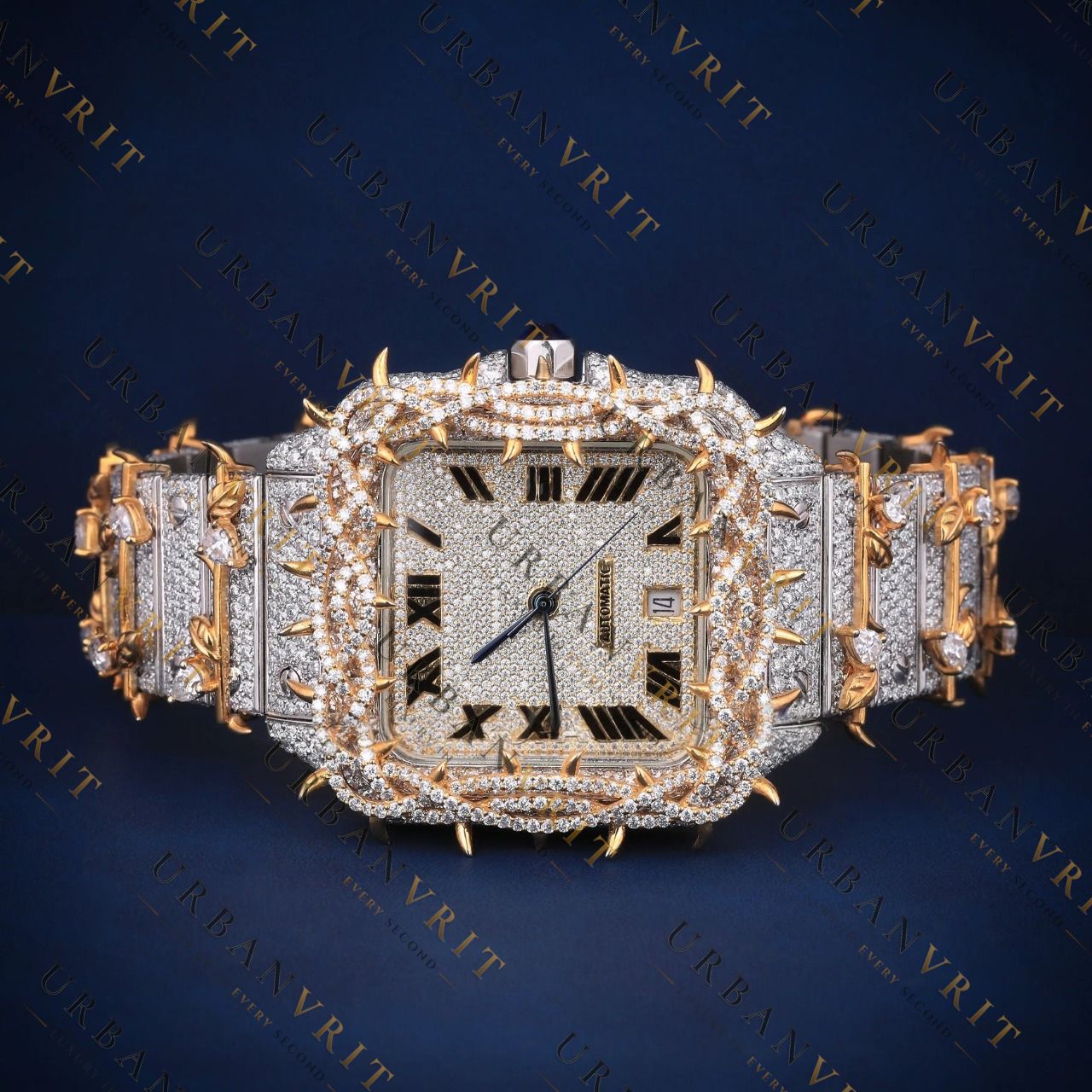 Two-Tone Thorn Bezel VVS1 D Color Moissanite Watch