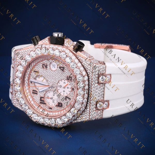 Rose Gold Iced-Out VVS1 D Color Moissanite Watch
