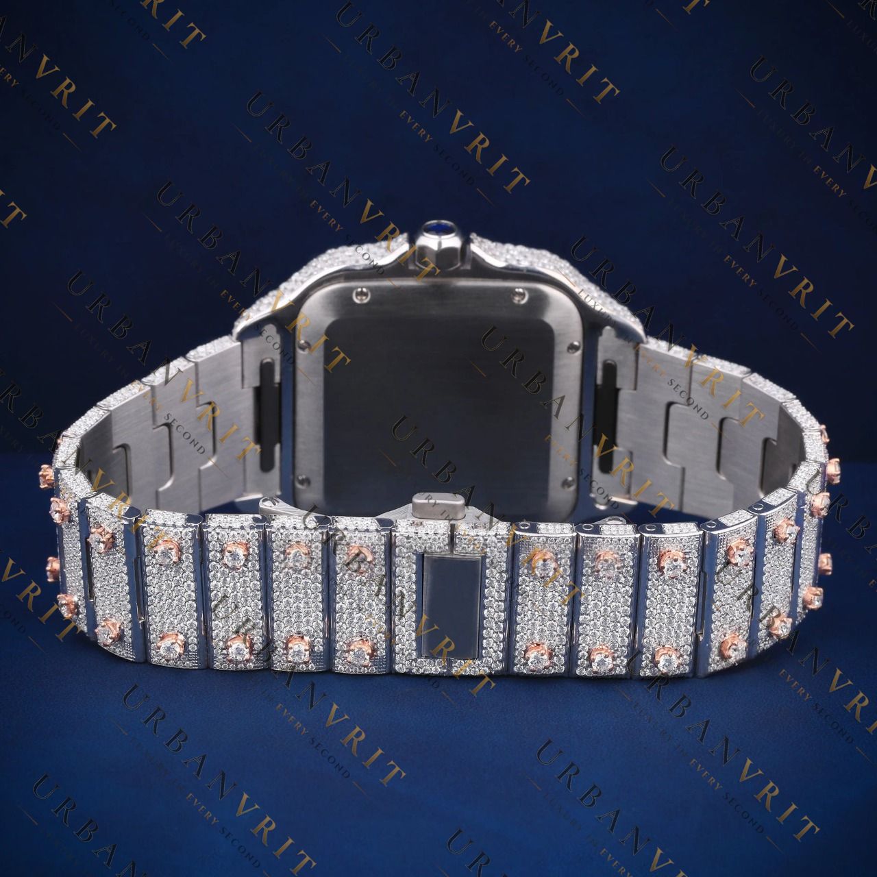 Rainbow Gemstone Bezel VVS1 D Color Moissanite Watch